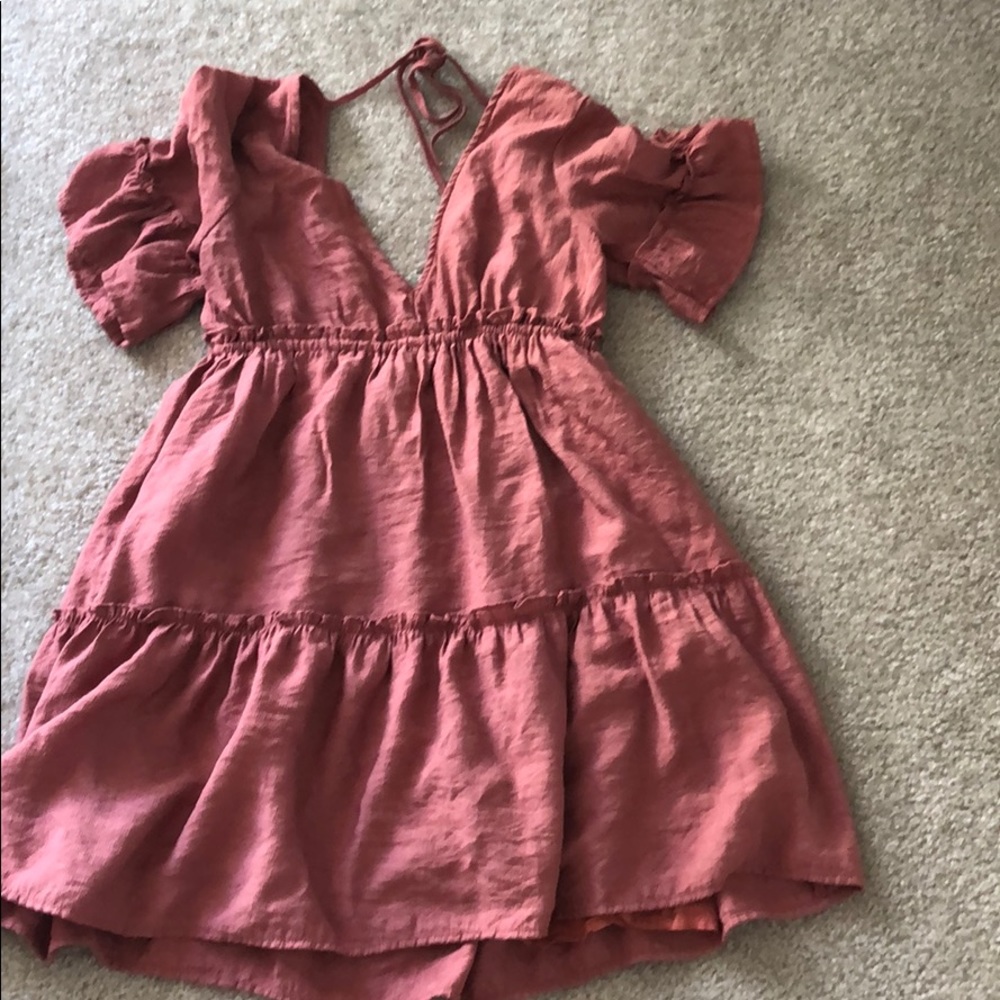 VICI There She Goes Pocketed Ruffle Dress Canyon - Picture 7 of 7